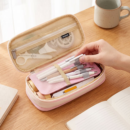 Pencil Case Pouch Multi-Compartment Stationery Organizer Fabric - Image 9