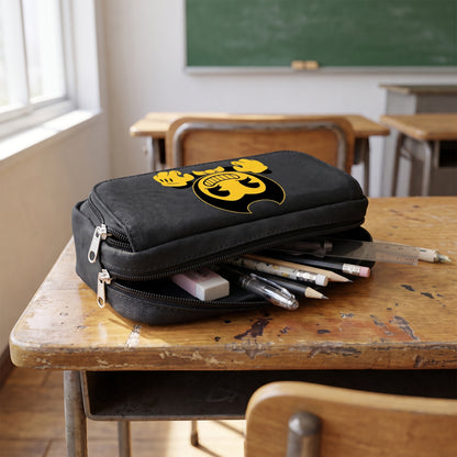 Pencil Case Pouch Black Fabric Large Capacity Organizer Pen Bag - Image 3