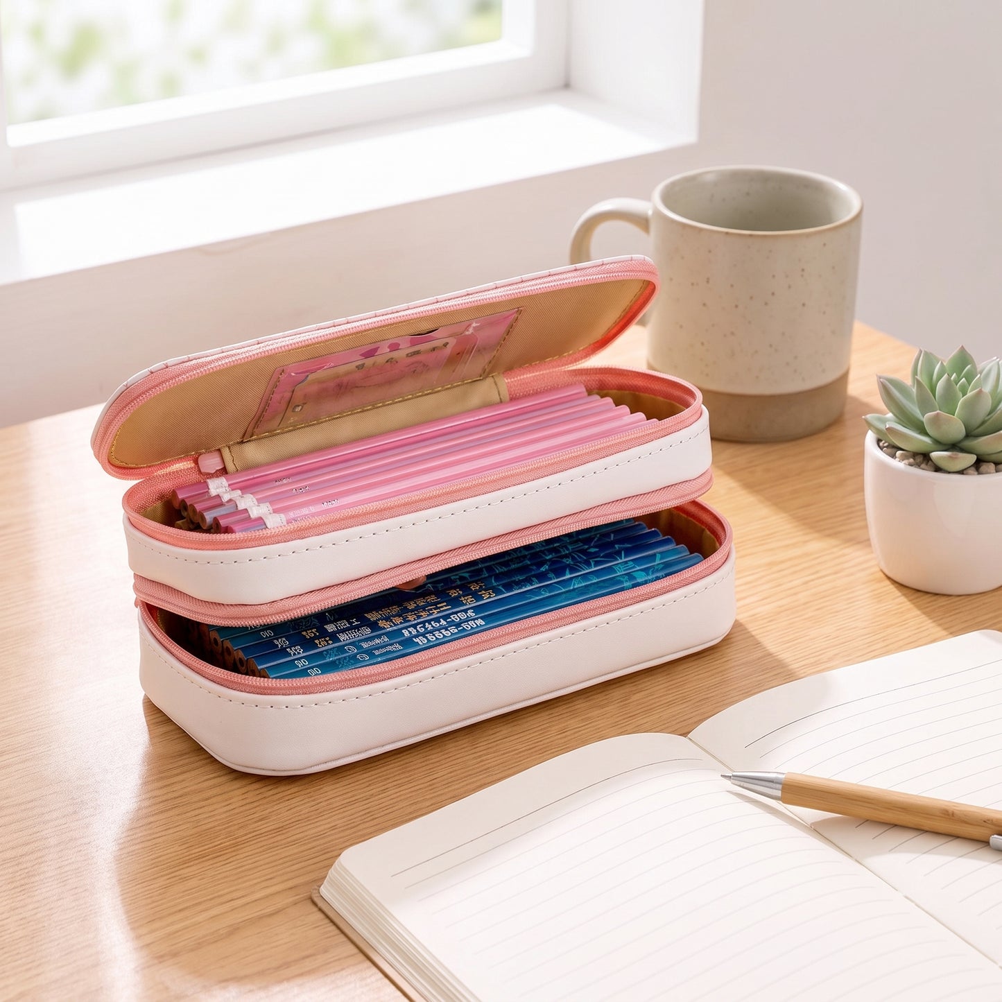 Pencil Case Pouch Makeup Stand-Up Stationery Organizer - hero