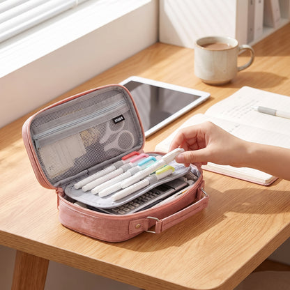 Pencil Case Pouch Multi-Compartment Stationery Organizer Fabric - Image 12