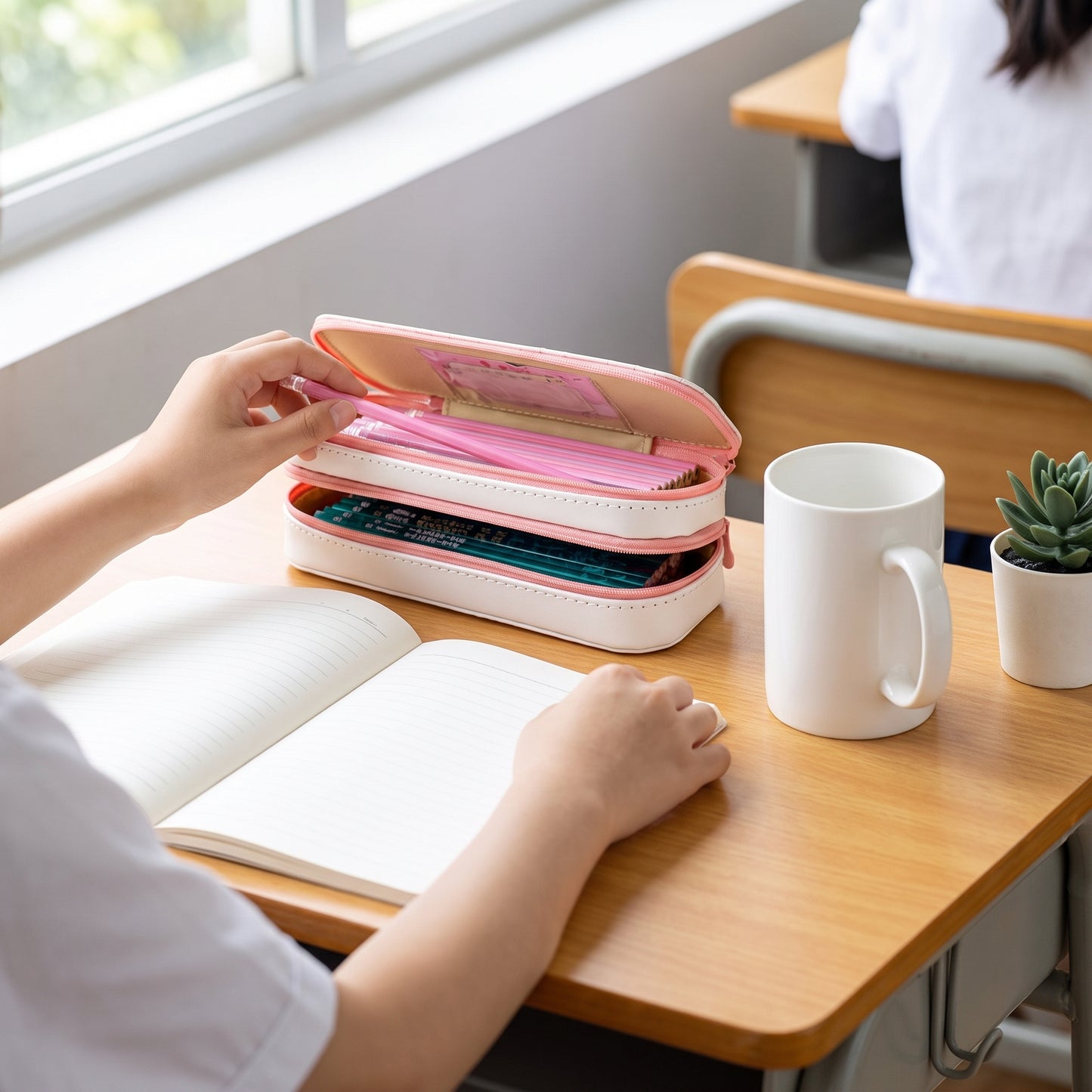 Pencil Case Pouch Makeup Stand-Up Stationery Organizer - Image 1