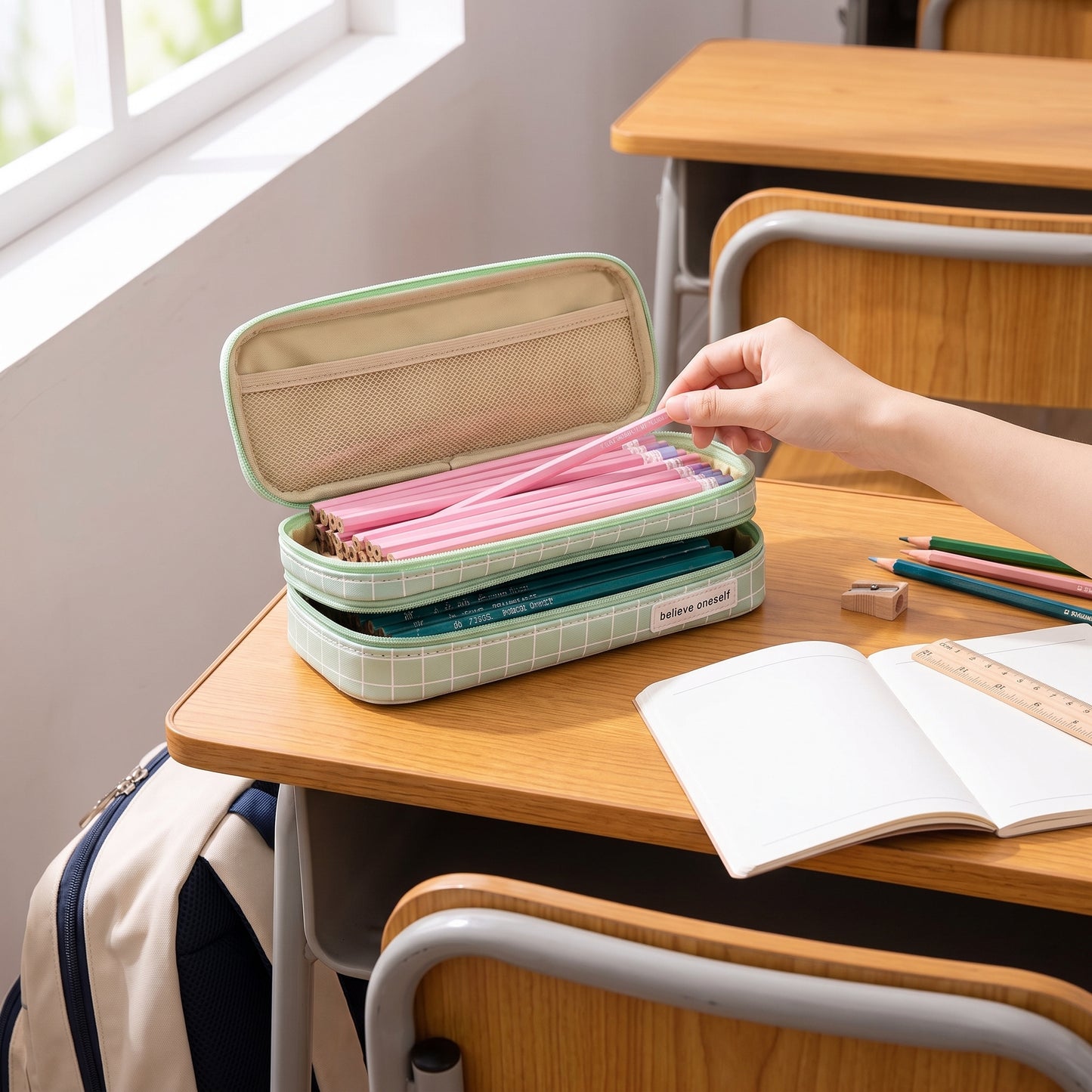 Pencil Case Pouch Makeup Stand-Up Stationery Organizer - Image 6