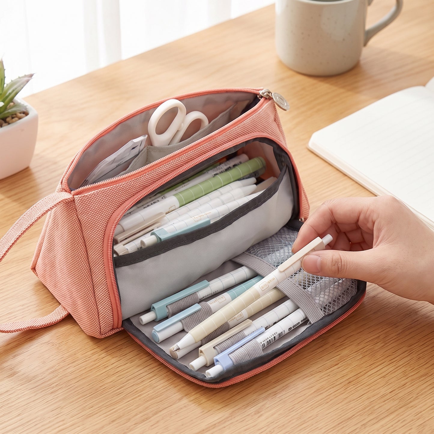Pencil Case Pouch Fabric Stationery Organizer Large Capacity - Image 8