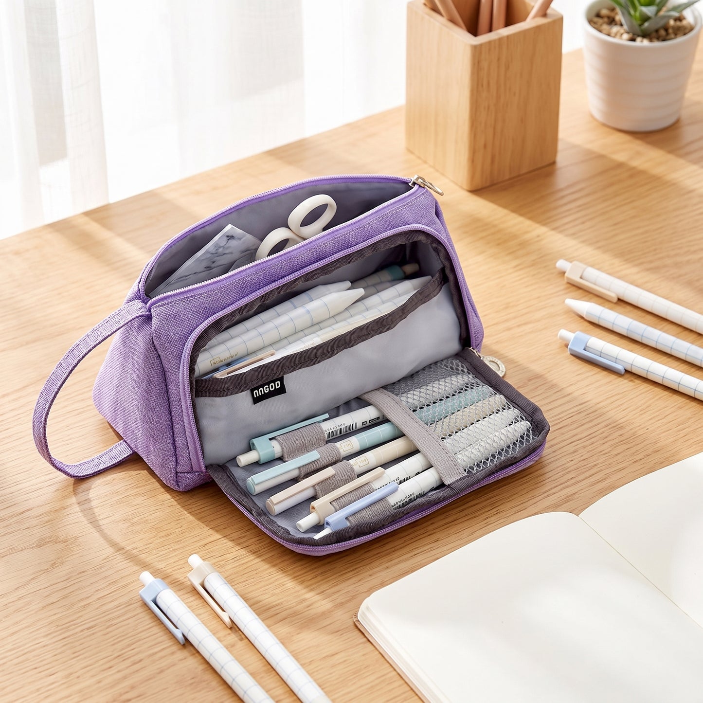 Pencil Case Pouch Fabric Stationery Organizer Large Capacity - Image 5
