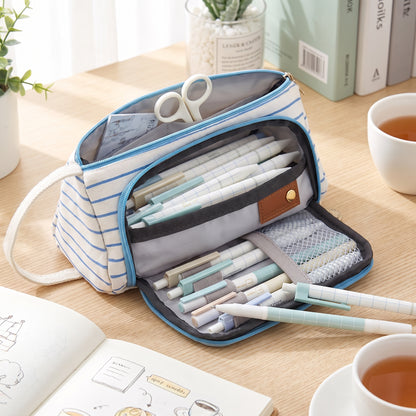 Pencil Case Pouch Fabric Stationery Organizer Large Capacity - hero