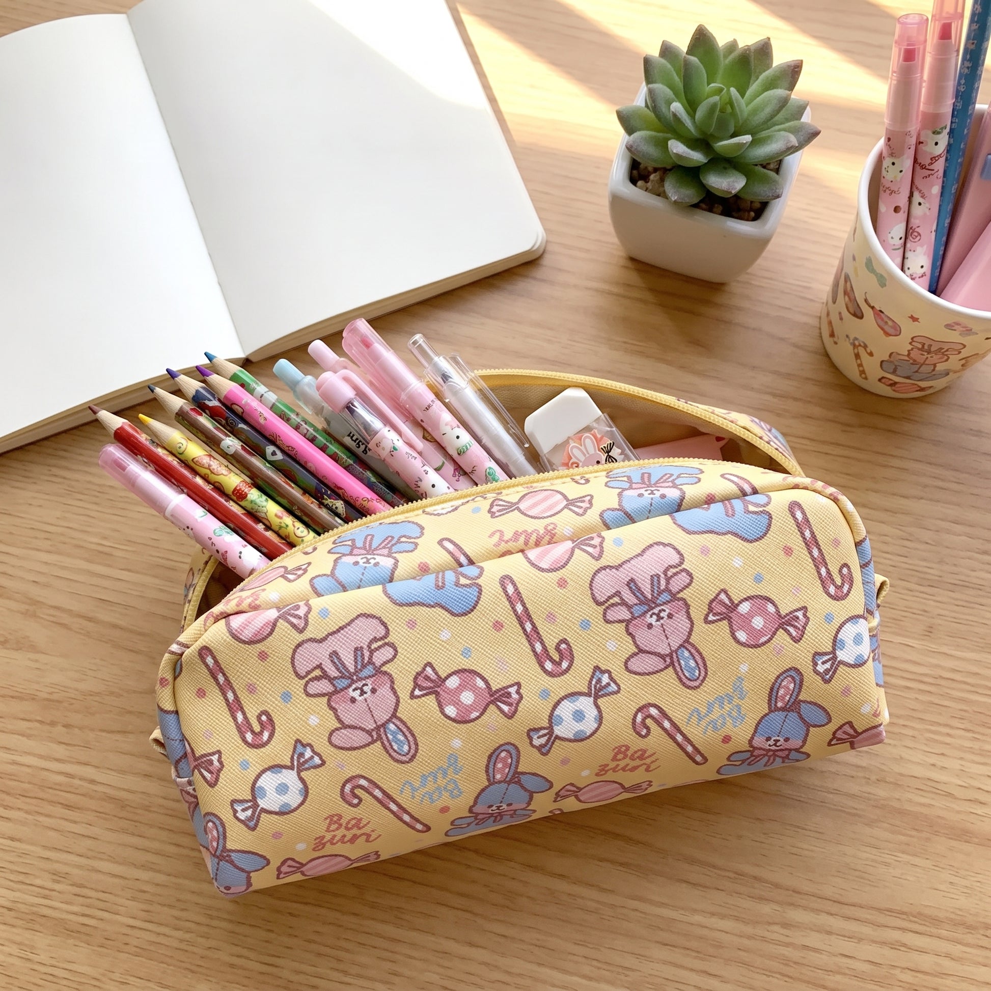 Pencil Case Pouch Cartoon Stationery Organizer - in-use