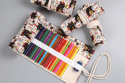 Pencil Case Pencil Holder Canvas Material Roll Up Pencil Roll - Image 2