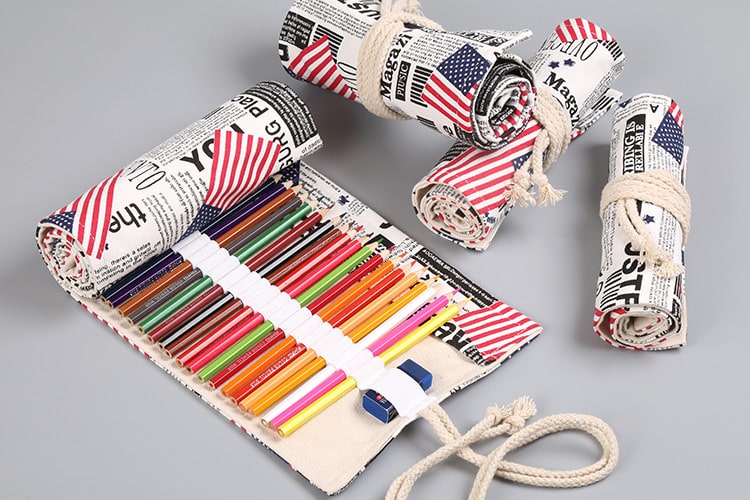 Pencil Case Pencil Holder Canvas Material Roll Up Pencil Roll - Image 7