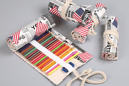 Pencil Case Pencil Holder Canvas Material Roll Up Pencil Roll - Image 7