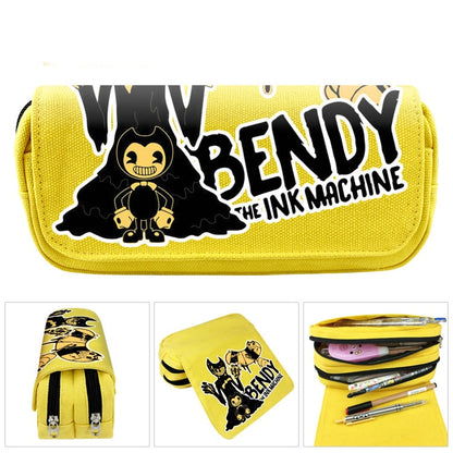 Pencil Case Pouch Black Fabric Large Capacity Organizer Pen Bag - Image 5