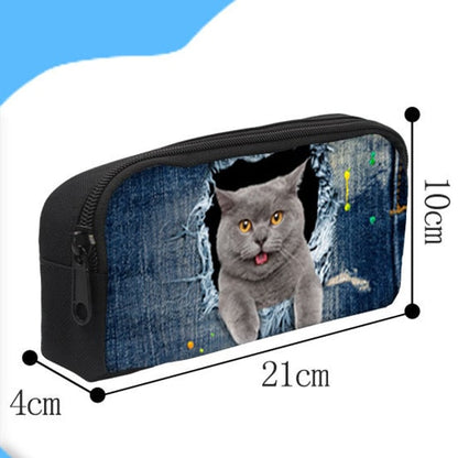 Pencil Case Pouch Black Zippered Stationery Organizer Designs - Image 3