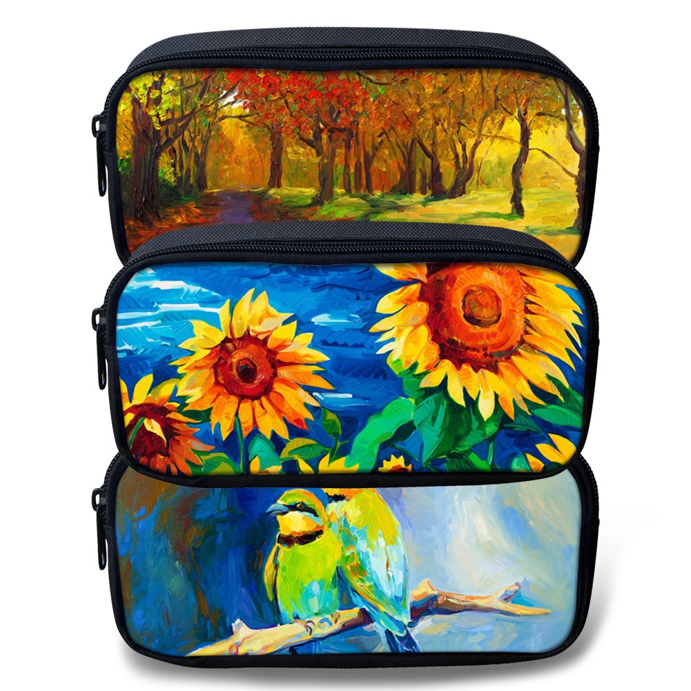 Pencil Case Pouch Black Zippered Stationery Organizer Designs - Image 4