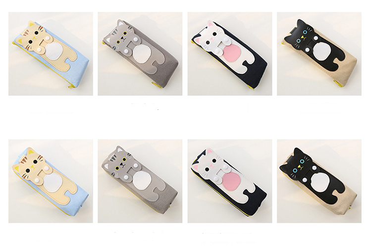 Pencil Case Pouch Cute Cat Canvas Stationery Organizer - Image 10