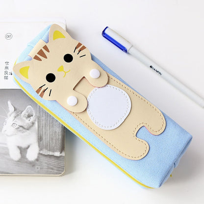 Pencil Case Pouch Cute Cat Canvas Stationery Organizer - Image 8