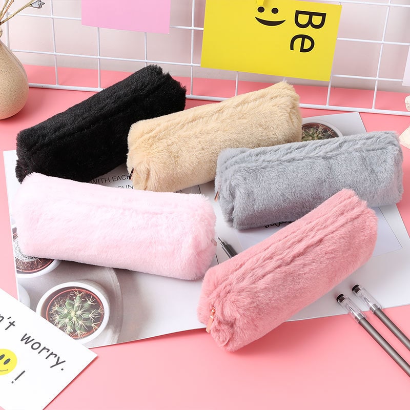Pencil Case Pouch Cute Plush Soft Zippered Material - Image 2