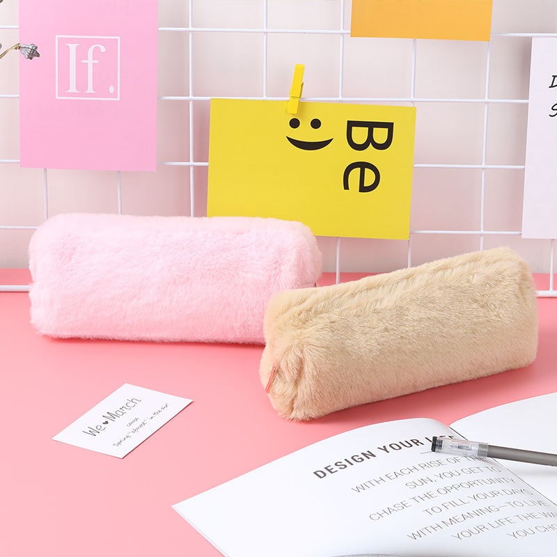 Pencil Case Pouch Cute Plush Soft Zippered Material - Image 3