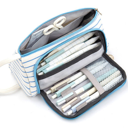 Pencil Case Pouch Fabric Stationery Organizer Large Capacity - Image 2
