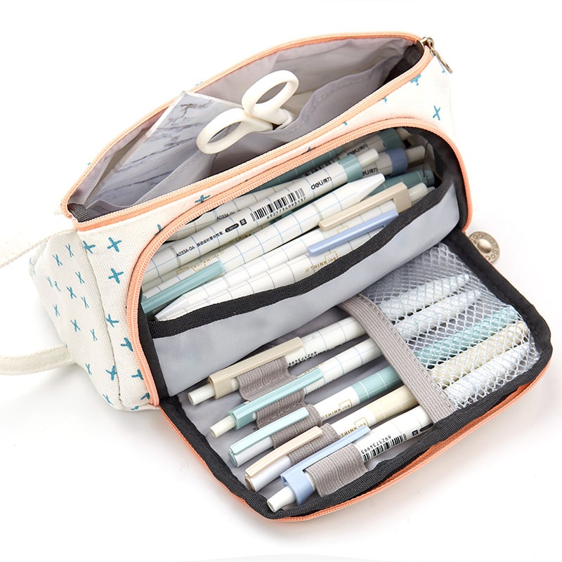 Pencil Case Pouch Fabric Stationery Organizer Large Capacity - Image 7