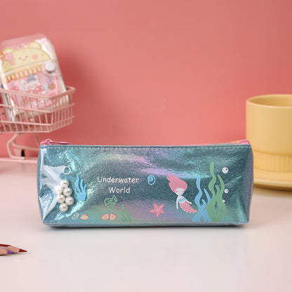 Pencil Case Pouch Iridescent Stationery Organizer Zippered - Image 3