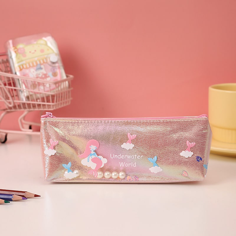 Pencil Case Pouch Iridescent Stationery Organizer Zippered - Image 5