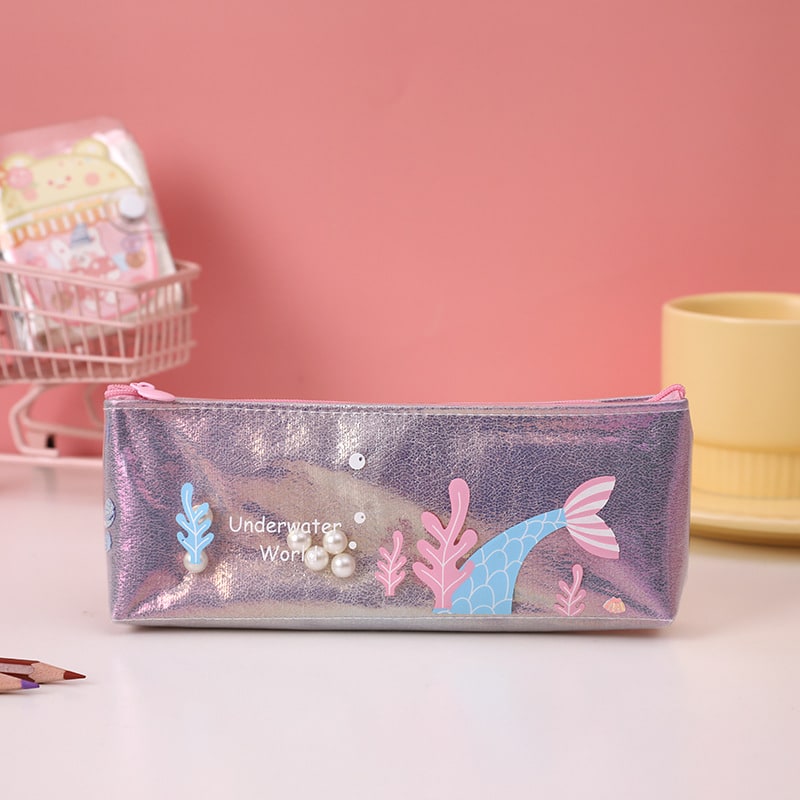 Pencil Case Pouch Iridescent Stationery Organizer Zippered - Image 6