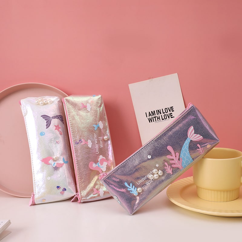 Pencil Case Pouch Iridescent Stationery Organizer Zippered - Image 8