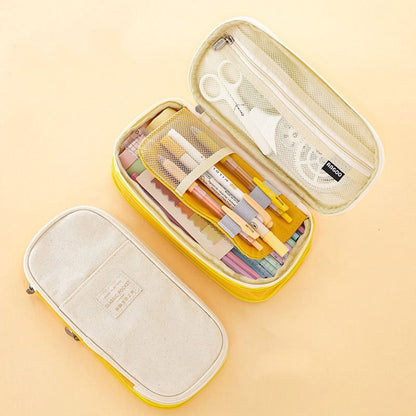 Pencil Case Pouch Multi-Compartment Stationery Organizer Fabric - Image 3