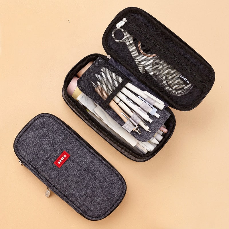 Pencil Case Pouch Multi-Compartment Stationery Organizer Fabric - Image 5