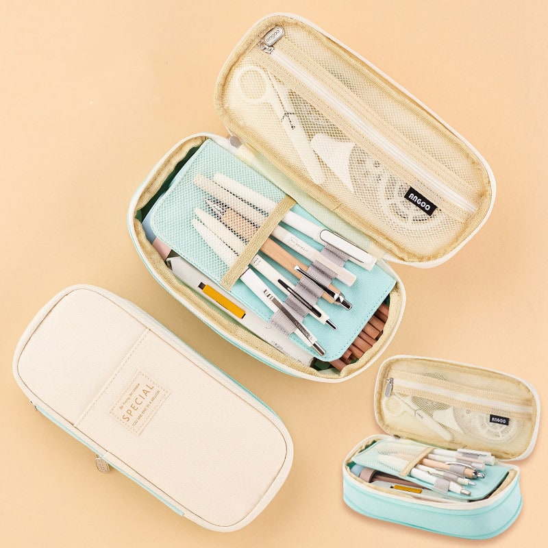 Pencil Case Pouch Multi-Compartment Stationery Organizer Fabric - Image 6