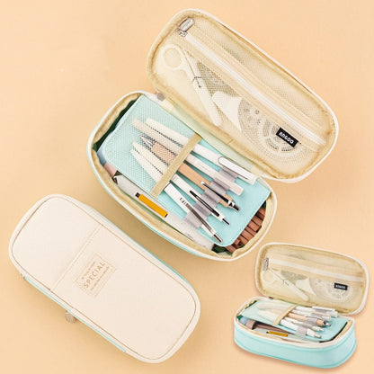 Pencil Case Pouch Multi-Compartment Stationery Organizer Fabric - Image 6
