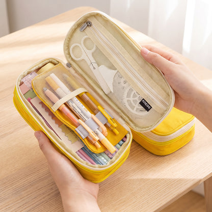 Pencil Case Pouch Multi-Compartment Stationery Organizer Fabric - scale