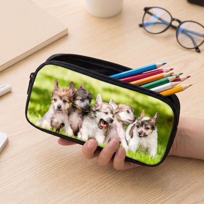 Pencil Case Pouch Black Zippered Stationery Organizer Designs - scale