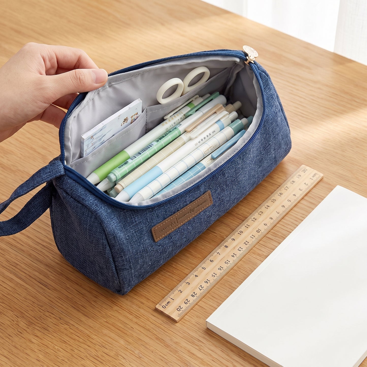 Pencil Case Pouch Fabric Stationery Organizer Large Capacity - scale