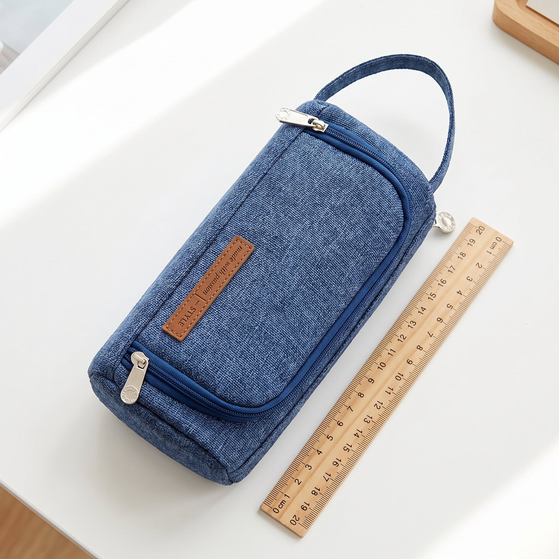 Pencil Case Pouch Fabric Stationery Organizer Large Capacity - scale