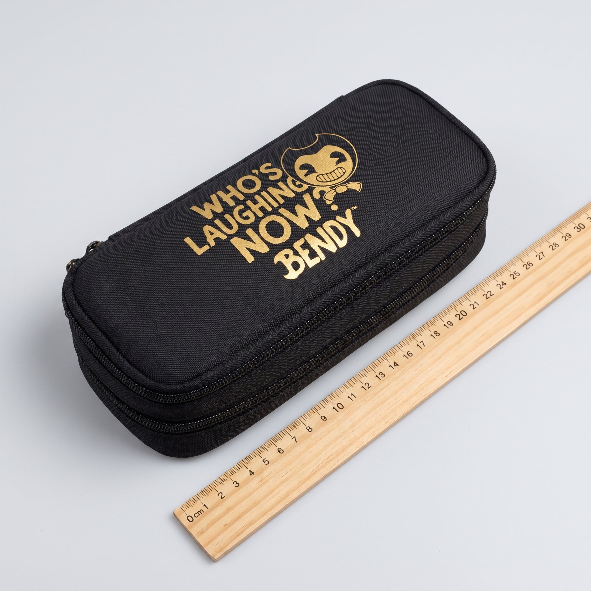 Pencil Case Pouch Black Fabric Large Capacity Organizer Pen Bag - scale