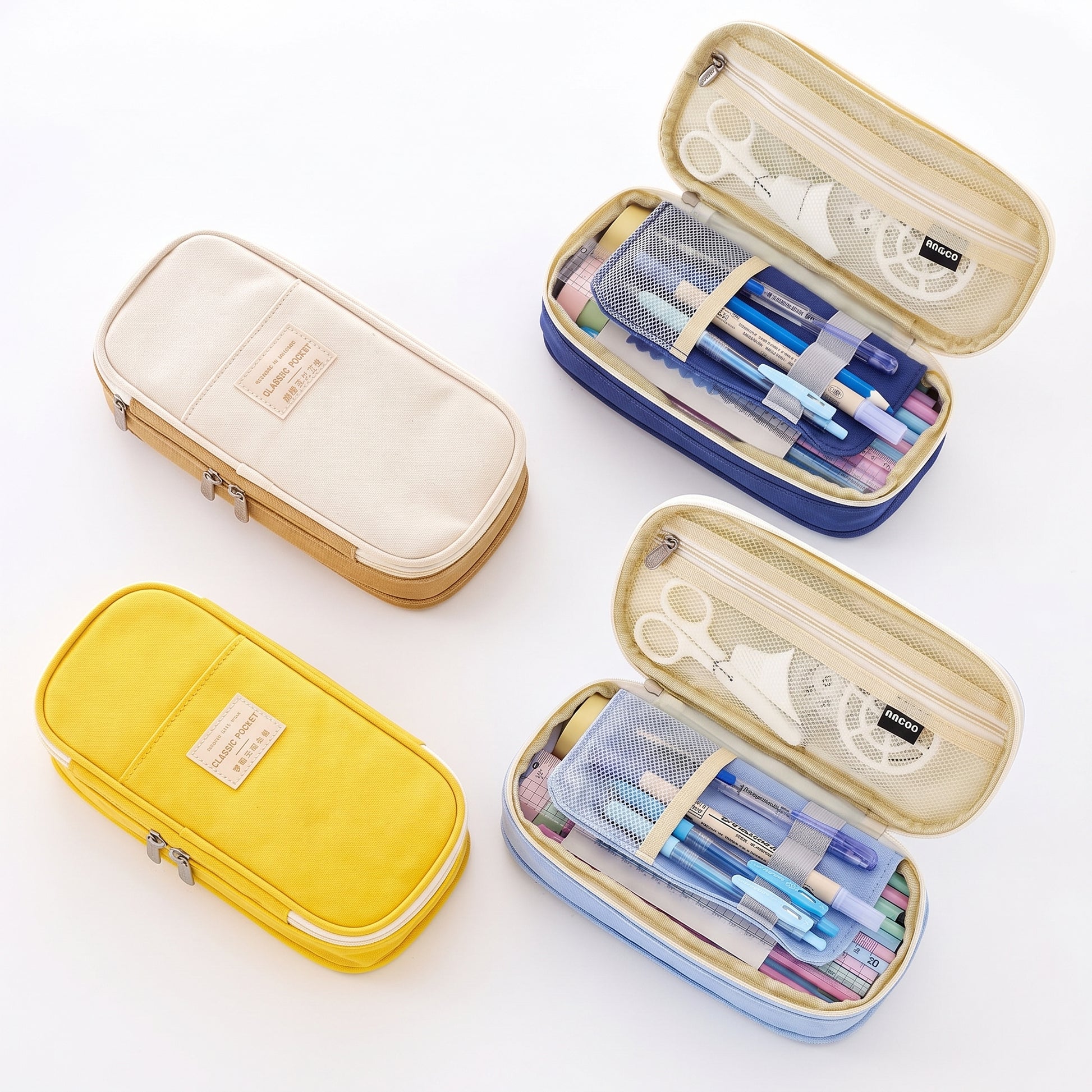 Pencil Case Pouch Multi-Compartment Stationery Organizer Fabric - studio