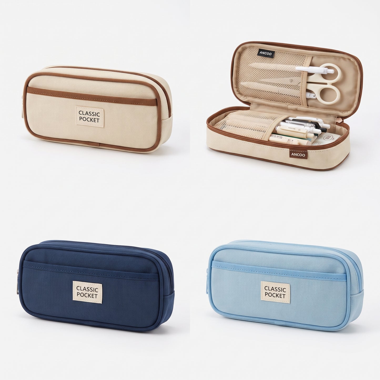 Pencil Case Pouch Multi-Compartment Stationery Organizer Fabric - studio