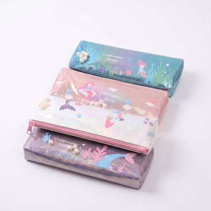 Pencil Case Pouch Iridescent Stationery Organizer Zippered - studio