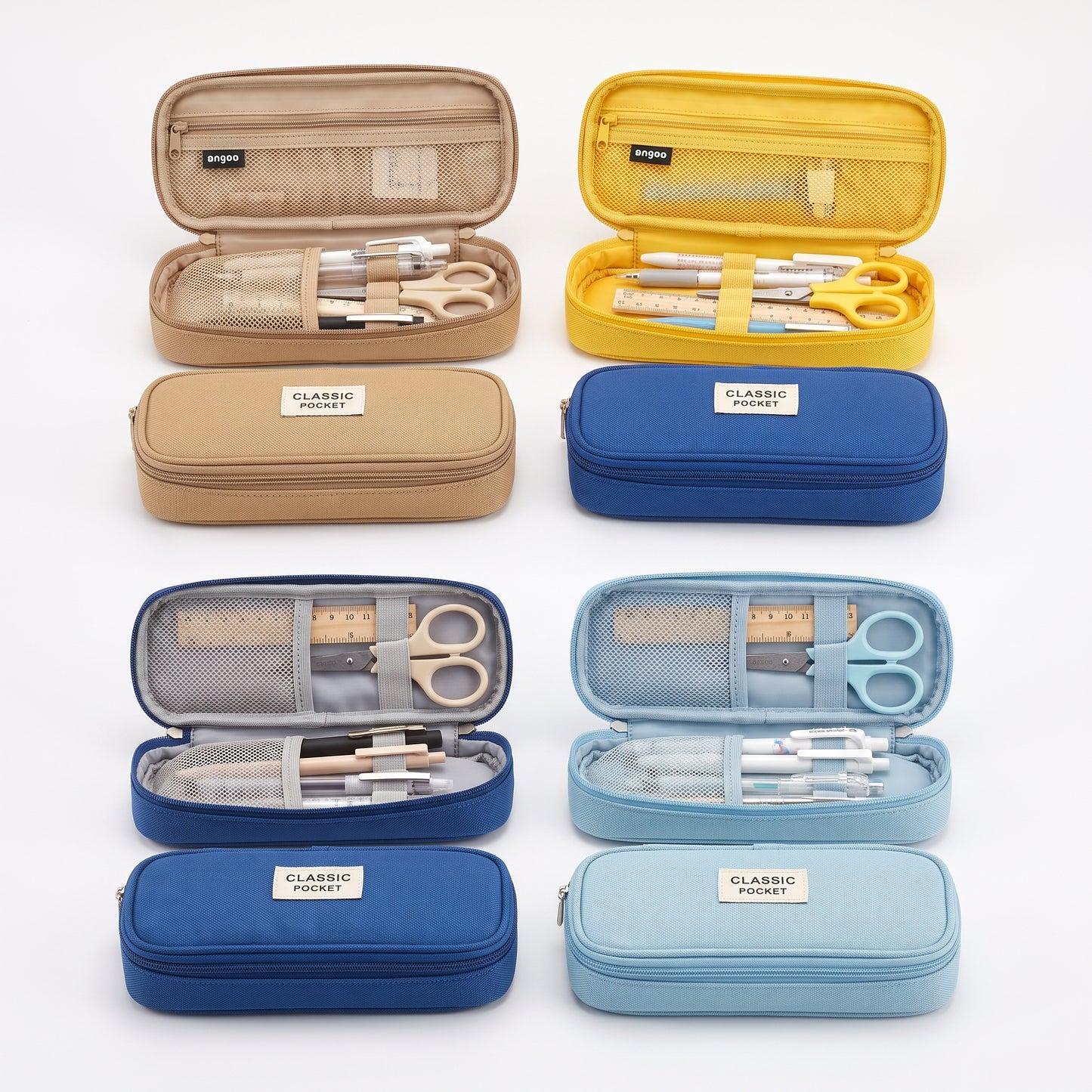 Pencil Case Pouch Multi-Compartment Stationery Organizer Fabric - studio