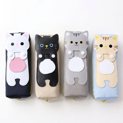 Pencil Case Pouch Cute Cat Canvas Stationery Organizer - studio