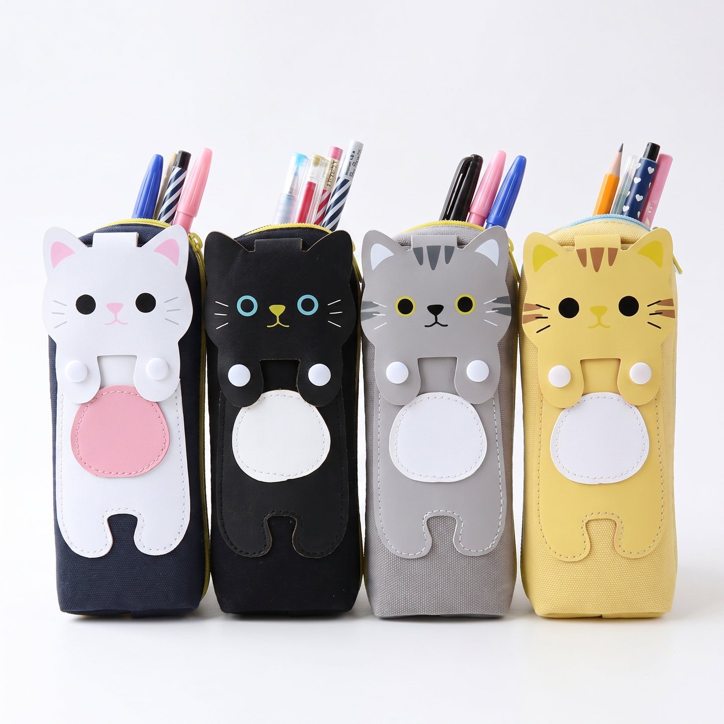 Pencil Case Pouch Cute Cat Canvas Stationery Organizer - studio