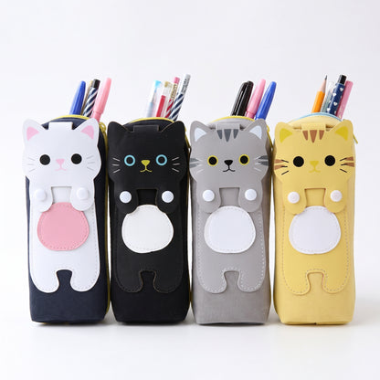 Pencil Case Pouch Cute Cat Canvas Stationery Organizer - studio