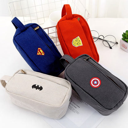 Pencil Case Superhero Pouch Canvas Organizer Zippered Design - Image 4