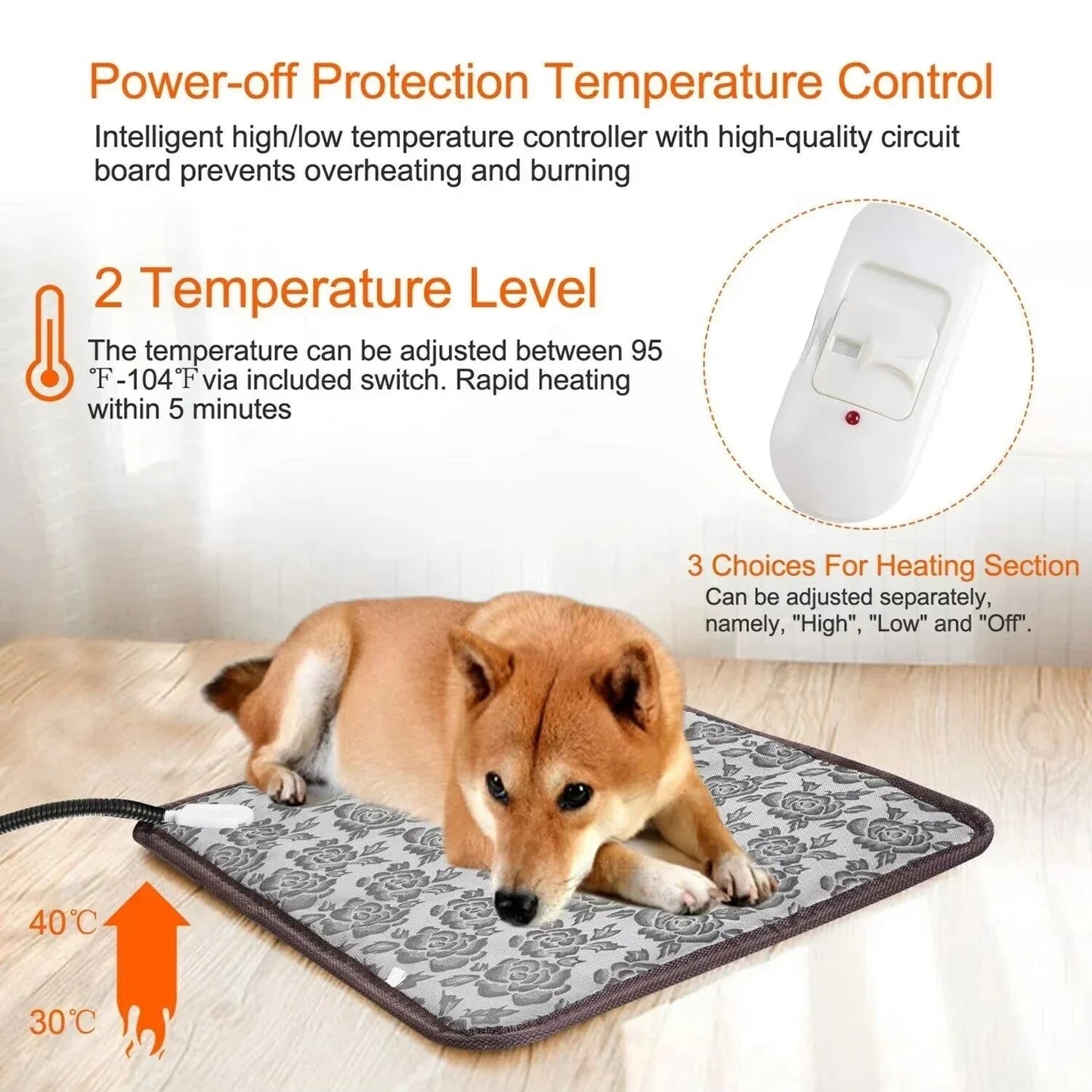 Pet Heating Pad Electric For Dogs And Cats With 2 Temperature Levels And 6-Layer Protection - Image 1