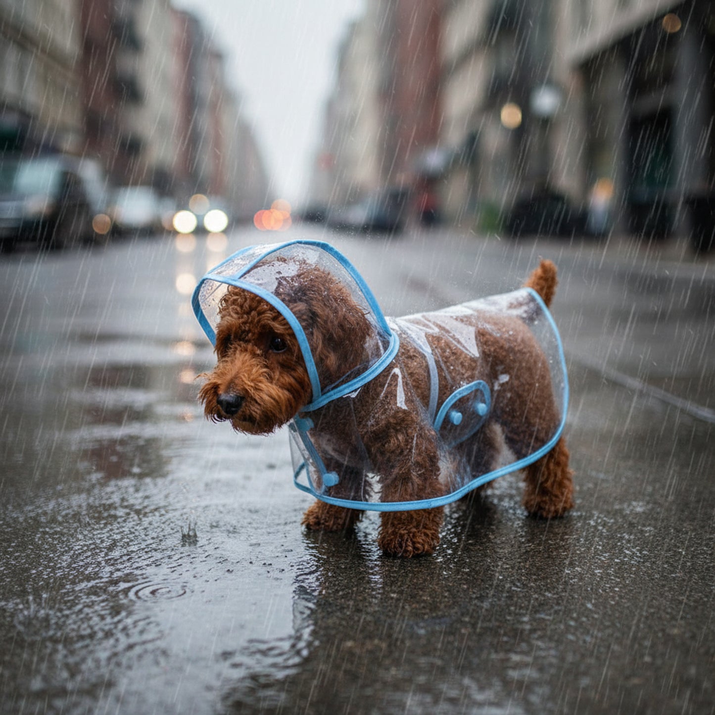 Pet Raincoat Dog Rain Jacket With Hood Transparent Snap Closure Rainwear - Image 1