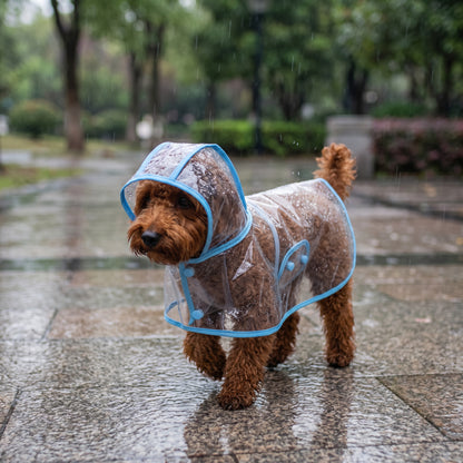 Pet Raincoat Dog Rain Jacket With Hood Transparent Snap Closure Rainwear - hero