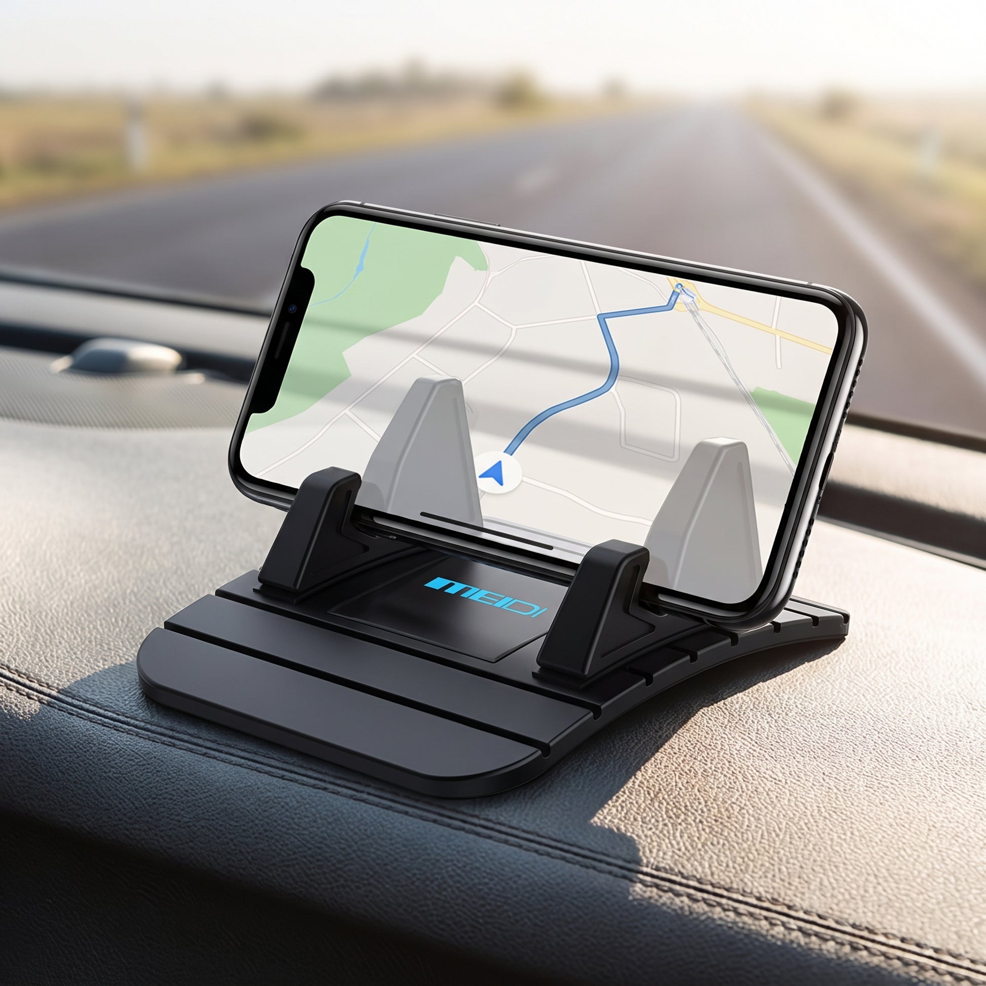 Car Phone Holder Stand Dashboard Non-Slip Silicone Black - hero