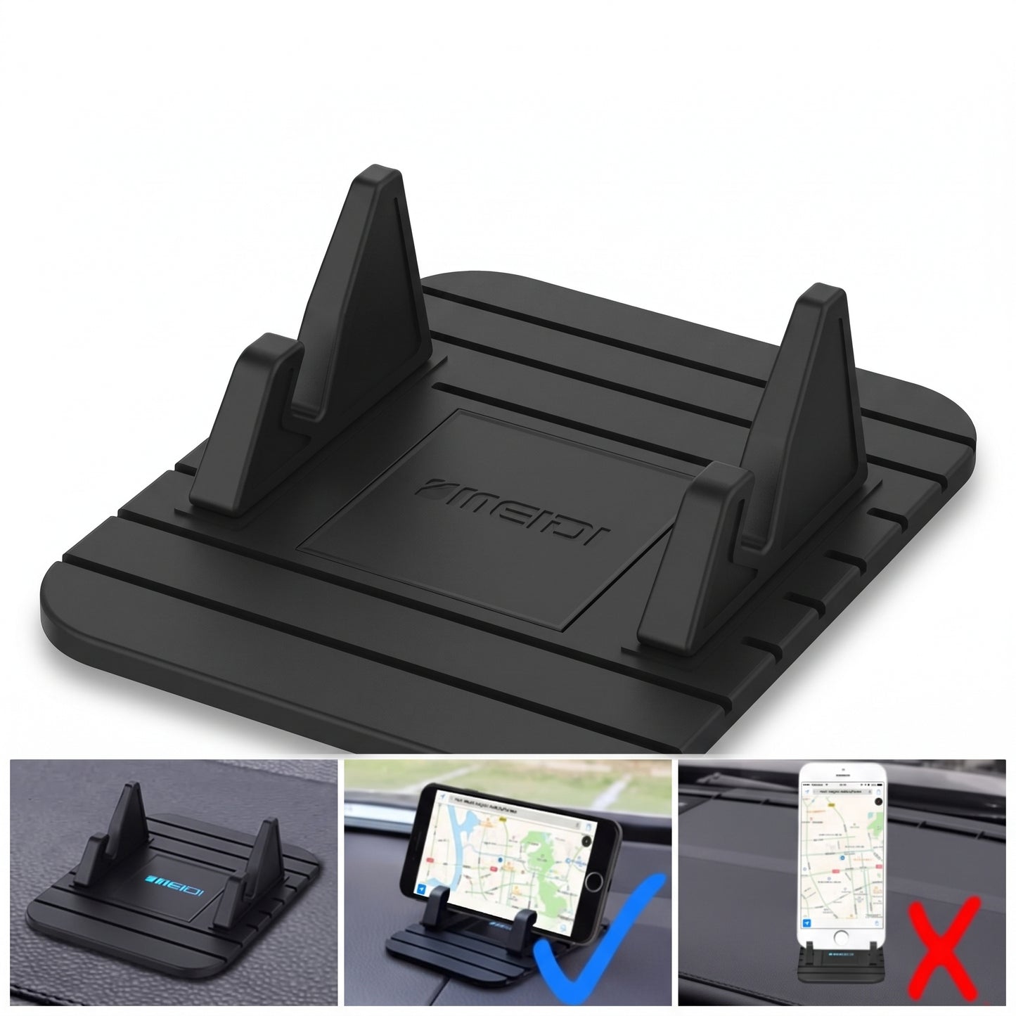 Car Phone Holder Stand Dashboard Non-Slip Silicone Black - studio
