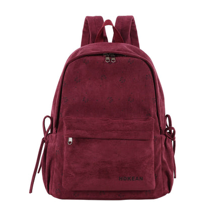 Plush Backpack with Relaxed Casual Fit and Lace-Up Side - Image 1