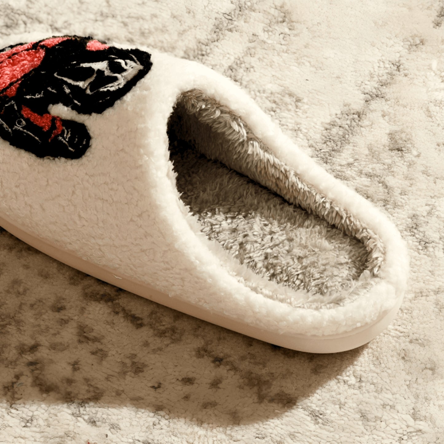 Plush House Slippers Comfortable Home Cream Embroidered Ghost-mask Killer - Image 3